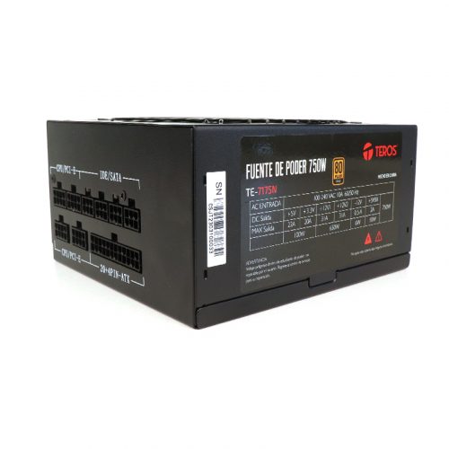 Fuente de alimentación TEROS TE-7175, ATX, 750W, 80 Plus Gold, 100V-240VAC, CERTIFICADA - Imagen 3